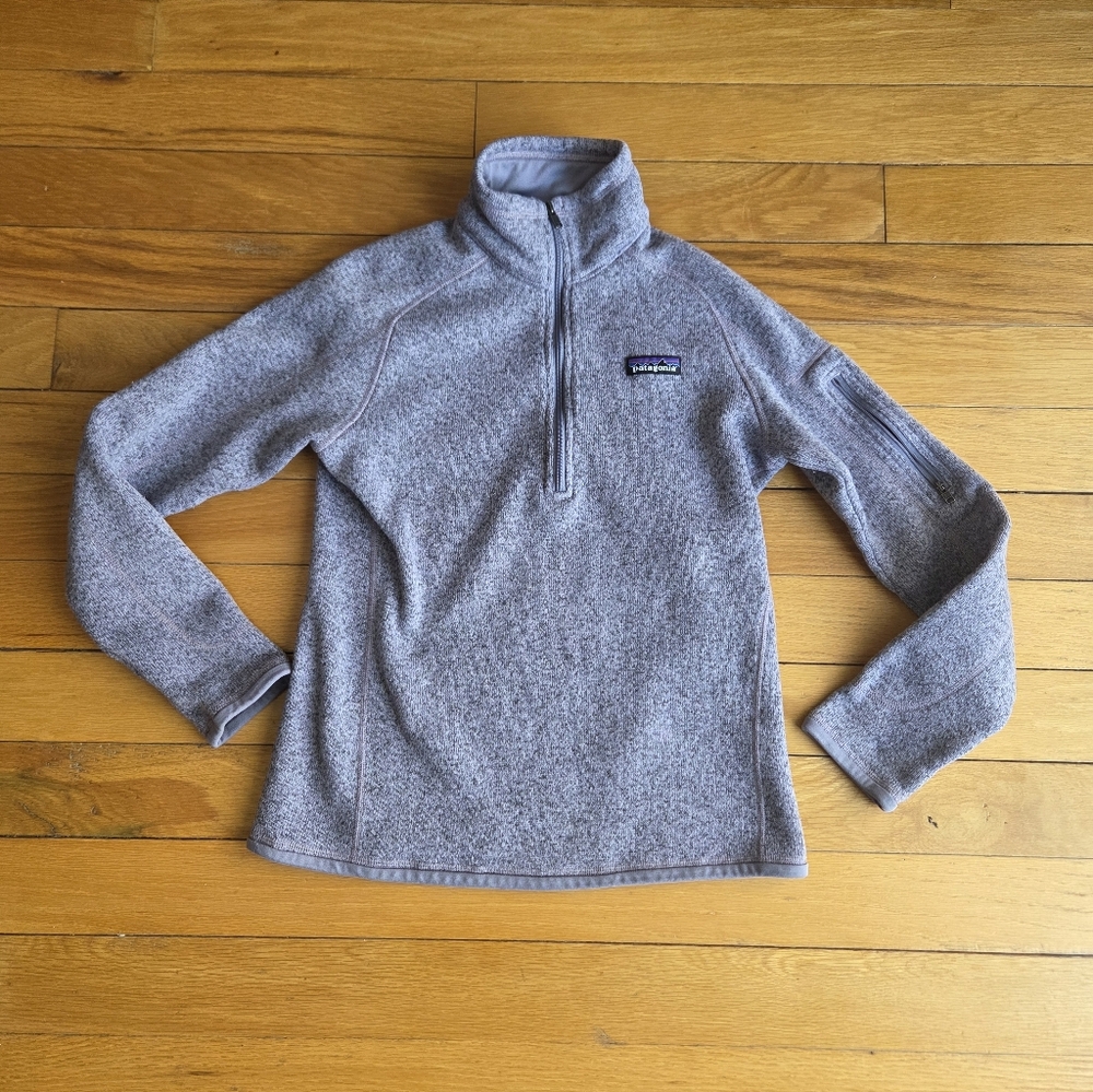 Patagonia Women's Gray Purple Quarter-Zip Fleece‎ Pullover Size Small